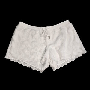 Lilly Pulitzer White Cotton Elastic Waist Tie Lined Scalloped Hem, Size XL